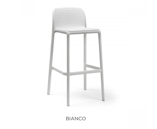 Lido Bar Stool by Nardi - Custom Wood DesignsNardi Lido high stackable outdoor bar stool in white with a modern design, suitable for patio or garden seating.Nardi High Stool Stackable24575205546135Bianco