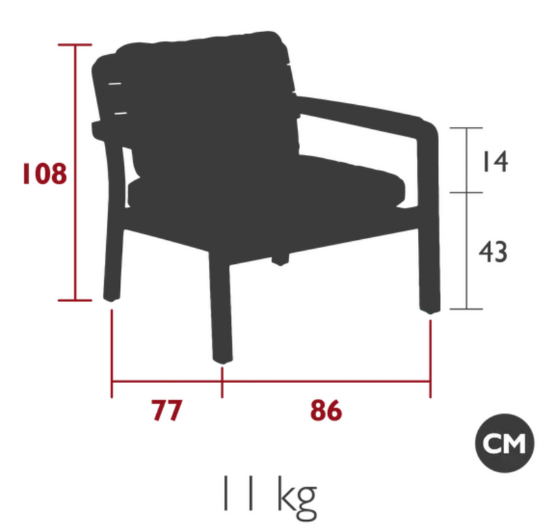 Load image into Gallery viewer, Fermob Lodge Low Armchair in teak wood, outdoor furniture with a sleek low armrest design, ideal for patio or garden seating.
