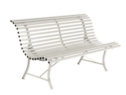 Louisiane 150cm Outdoor Bench - Custom Wood DesignsLouisiane 150cm outdoor folding bench by Fermob, with a white cotton fabric seat and steel frame, suitable for outdoor use.Folding Bench Fermob5018.0Clay Grey