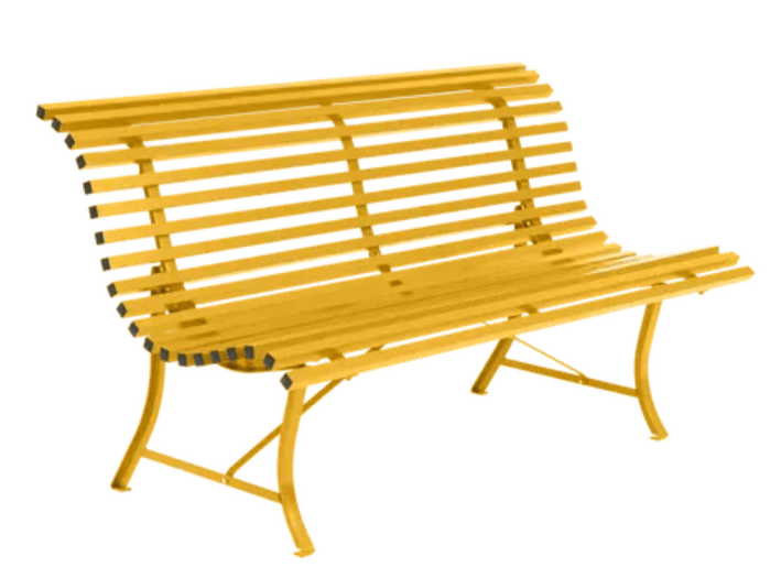 Load image into Gallery viewer, Louisiane 150cm Outdoor Bench - Custom Wood DesignsFermob Louisiane 150cm honey-colored outdoor folding bench with steel frame, ideal for garden or commercial outdoor spacesFolding Bench Fermob5014.0Honey
