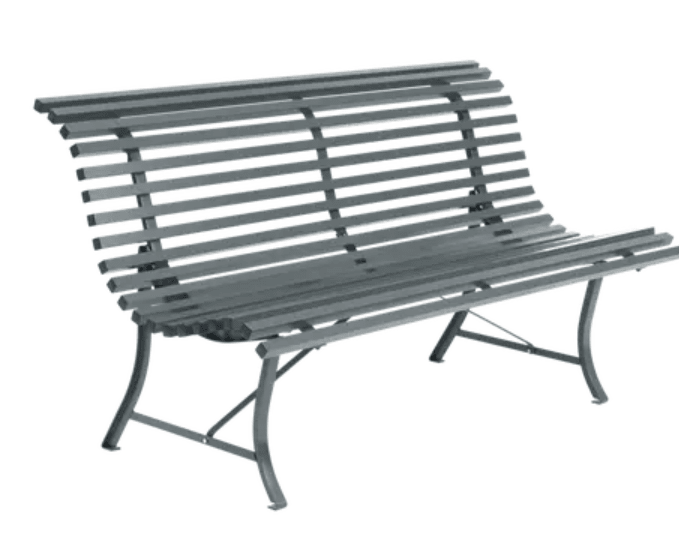 Load image into Gallery viewer, Louisiane 150cm Outdoor Bench - Custom Wood DesignsFermob Louisiane 150cm outdoor folding steel bench, lightweight and durable for outdoor commercial or patio seating.Folding Bench Fermob5005.0Storm Grey
