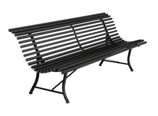 Louisiane 200cm Outdoor Bench 4 Seater - Custom Wood DesignsFermob Louisiane 200cm outdoor folding bench in Liquorice color, 4-seater garden metal outdoor furniture.Folding Bench Fermob5012.0Liquorice