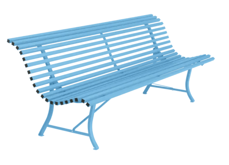 Load image into Gallery viewer, Louisiane 200cm Outdoor Bench 4 Seater - Custom Wood DesignsFermob Louisiane 200cm outdoor folding bench in Maya Blue, 4-seater garden metal furniture for outdoor seating.Folding Bench Fermob5010.0Maya Blue
