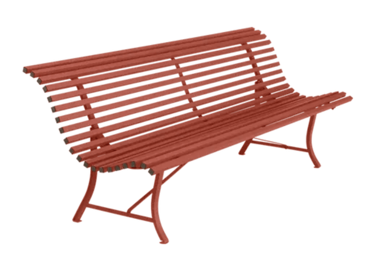 Load image into Gallery viewer, Louisiane 200cm Outdoor Bench 4 Seater - Custom Wood DesignsRed Fermob Louisiane 200cm outdoor folding bench for four, metal garden seating, perfect for patio or garden outdoor furniture.Folding Bench Fermob5007.0Red Ochre
