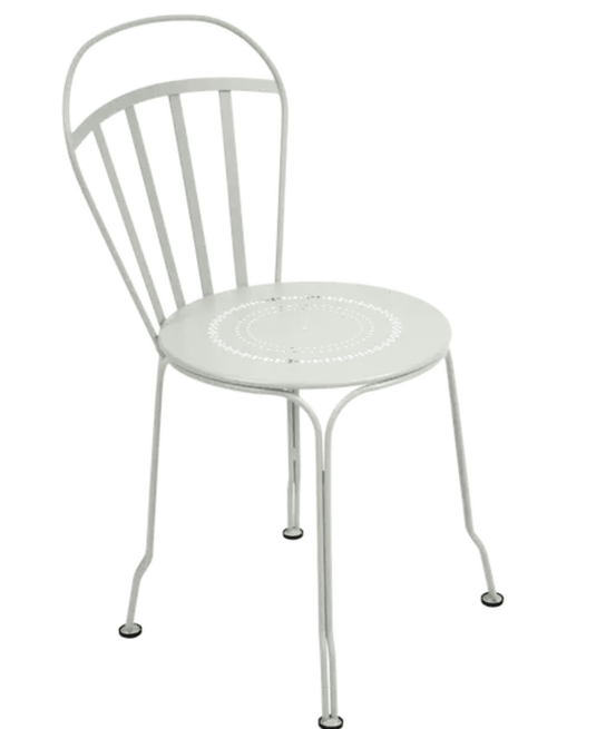 Fermob Louvre outdoor chair in Clay Grey with a sleek, modern design, suitable for patio or garden seating.