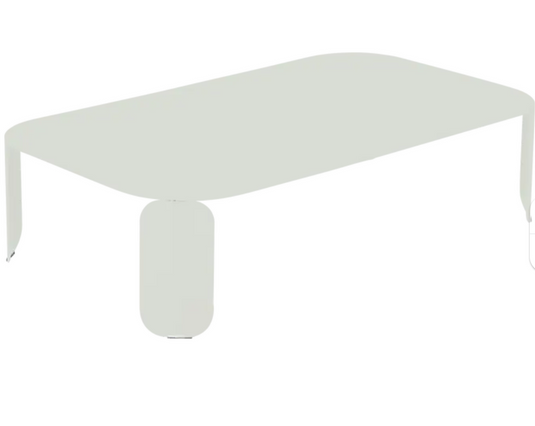 Fermob Bebop low outdoor table measuring 120x70 cm with a 42 cm height, suited for garden or patio outdoor furniture.