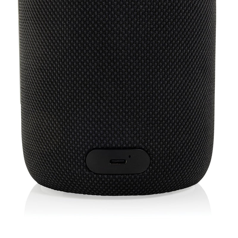Load image into Gallery viewer, XD Xclusive Lux RCS recycled plastic 10W speaker lamp with custom wood design, black ABS, and integrated audio functionality.
