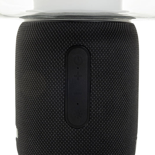 XD Xclusive Lux RCS recycled plastic 10W speaker lamp with custom wood design, combining eco-friendly audio and lighting in one unit.