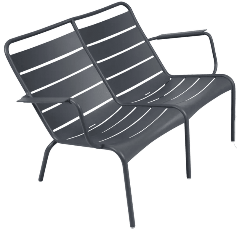 Load image into Gallery viewer, Antracite Luxembourg Duo Low Armchair by Fermob, part of Fermb Kids Corner Contract Bench collection, showcasing modern outdoor furniture.

