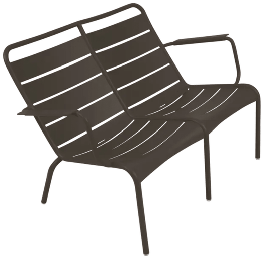 Luxembourg Duo Low Armchair by Fermob, Fermb Kids Corner Contract Bench, featuring modern design and wooden legs.