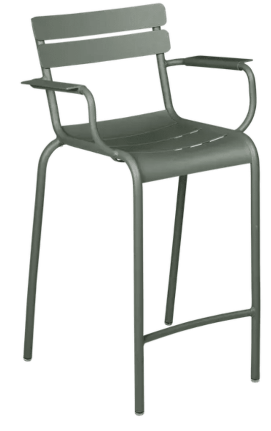 Luxembourg high bar armchair by Fermob, featuring a sleek design with a high back and modern style, suitable for indoor or outdoor use.