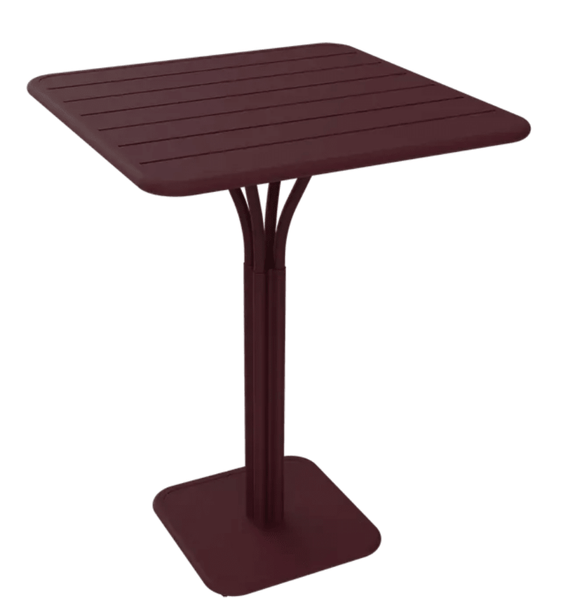 Load image into Gallery viewer, Luxembourg High Pedestal Table 80 x 80 cm - Custom Wood DesignsBlack Fermob Luxembourg high pedestal metal table, 80x80 cm, outdoor furniture with a sleek, modern design.Metal Table24575206535191Black Cherry
