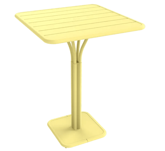 Luxembourg High Pedestal Table 80 x 80 cm - Custom Wood DesignsFermob Luxembourg high pedestal metal outdoor table with frosted lemon finish, 80x80 cm, suitable for patio or garden use.Metal Table24575205507511Frosted Lemon