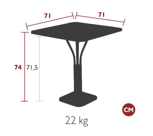 Luxembourg High Pedestal Table 80 x 80 cm - Custom Wood DesignsFermob Luxembourg metal table with 71x71-inch top, suitable for hospitality or outdoor settings, featuring a sturdy pedestal design.Metal Table24575204314295Willow Green