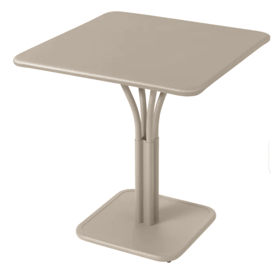 Luxembourg High Pedestal Table 80 x 80 cm - Custom Wood DesignsFermob Luxembourg metal pedestal table with a solid nutmeg-colored aluminum top, ideal for outdoor restaurant or patio use.Metal Table24575204314295Willow Green