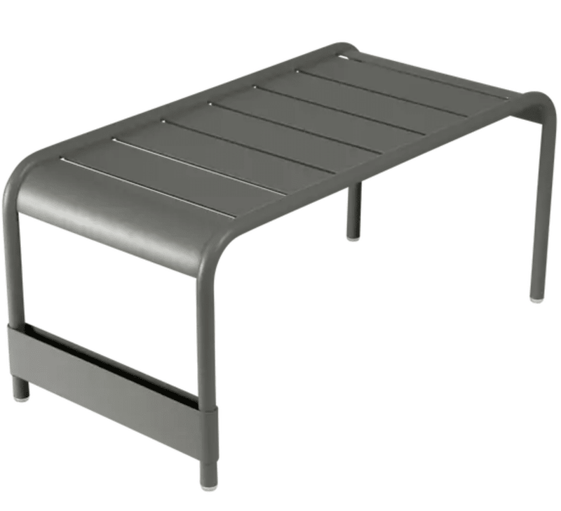 Load image into Gallery viewer, Fermob Luxembourg large low table or bench with an 86x44 cm wooden top, ideal for outdoor seating or as a side table.

