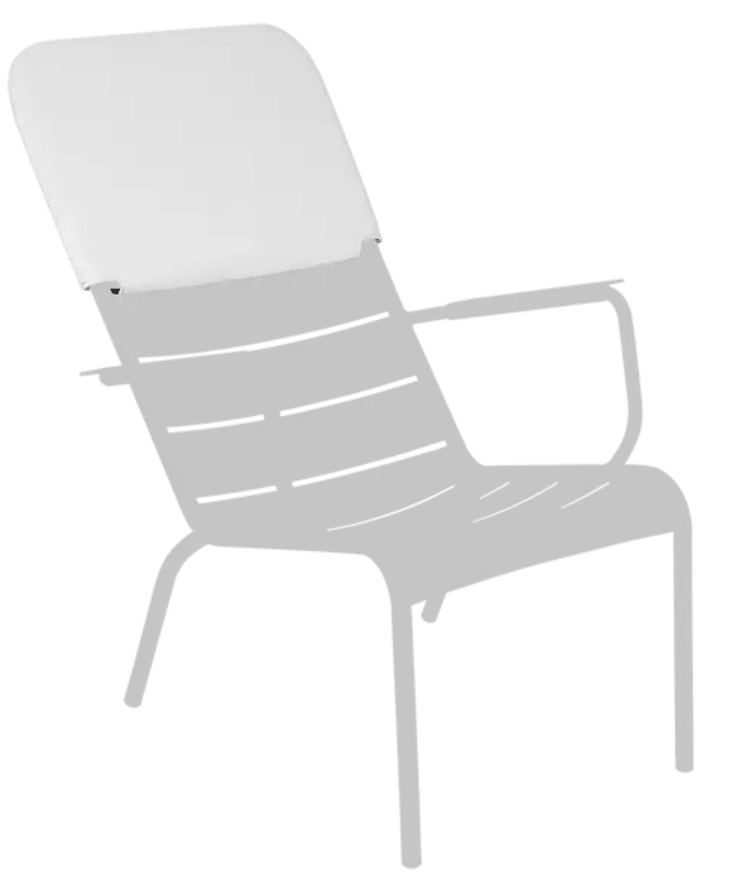 Load image into Gallery viewer, Fermob Luxembourg low armchair headrest with adjustable support, shown attached to the lounge chair in a modern outdoor setting
