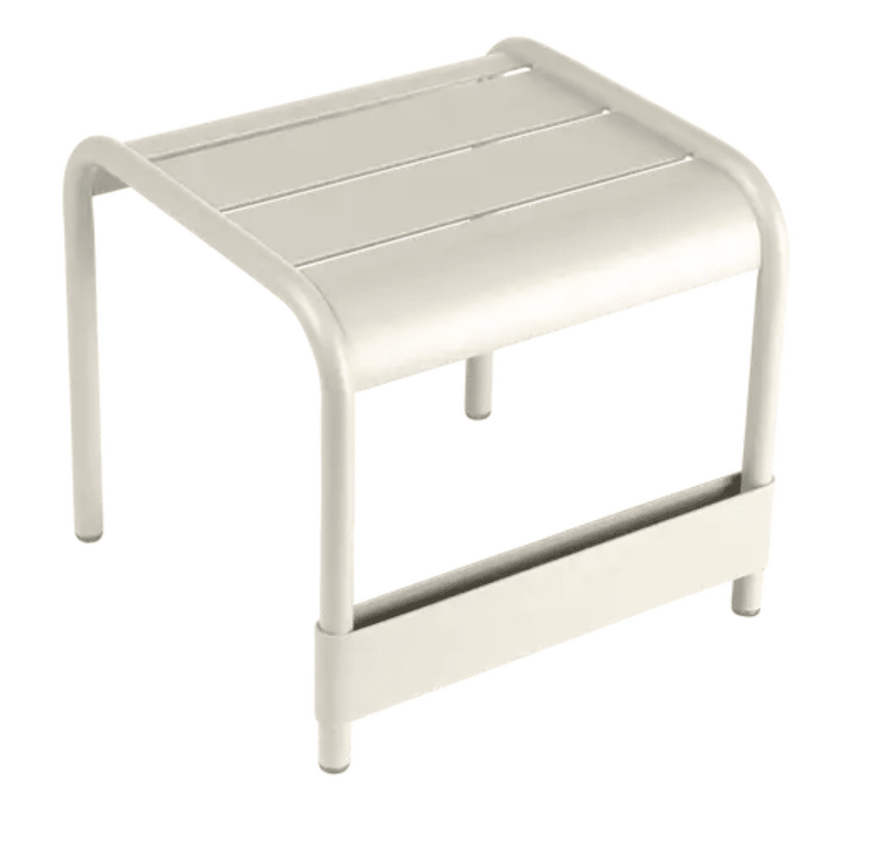 Load image into Gallery viewer, Fermob Luxembourg small low table or footrest in clay grey, measuring 44x42 cm, with a sleek, modern design.
