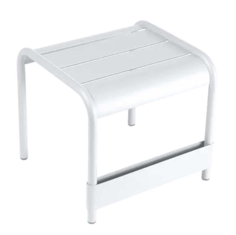 Load image into Gallery viewer, Fermob Luxembourg small low table or footrest in cotton white, measuring 44x42 cm, with a sleek modern design.
