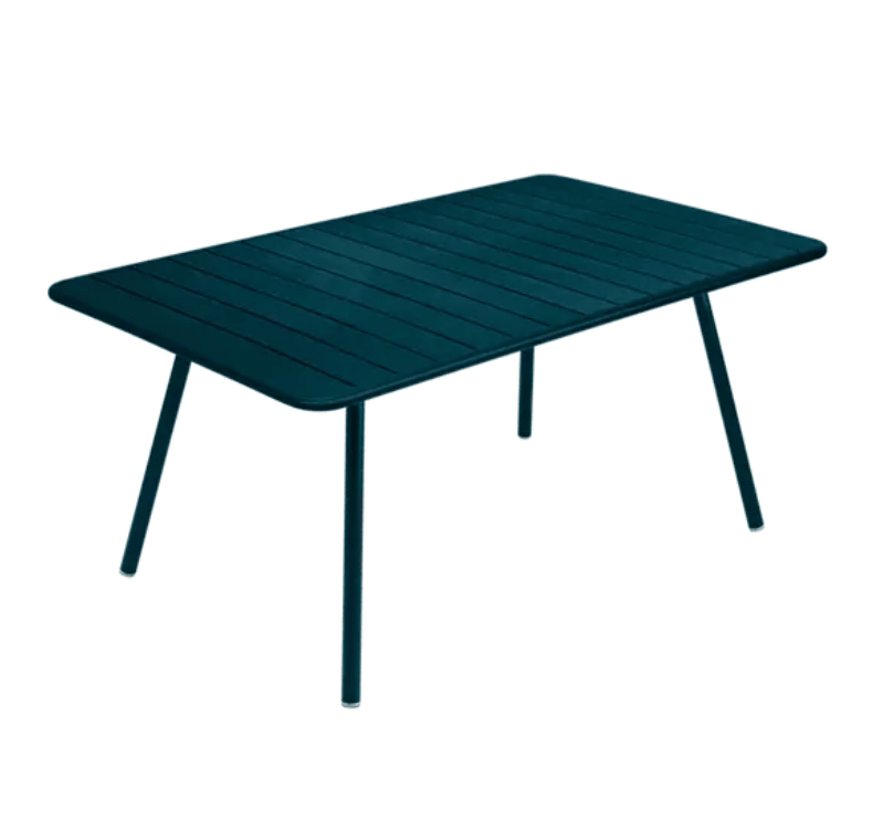 Load image into Gallery viewer, Luxembourg Table 165 x 100 cm - Custom Wood DesignsBlue Fermob Luxembourg outdoor metal table, 165 x 100 cm, with a sleek design, suitable for patio or garden furniture.Table Metal24575208566839AluminumAcapulco Blue
