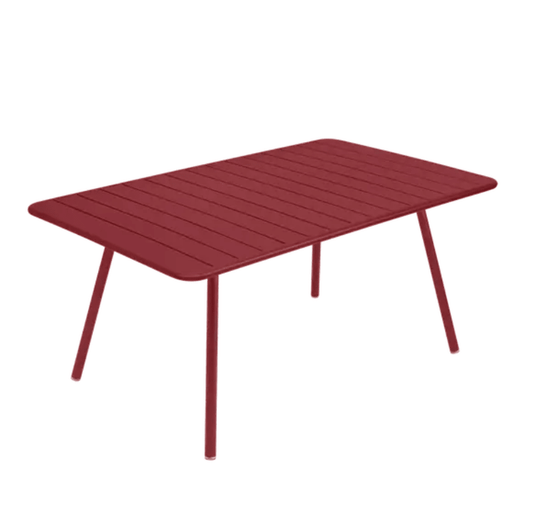 Luxembourg Table 165 x 100 cm - Custom Wood DesignsFermob Luxembourg outdoor metal table measuring 165 x 100 cm with a vibrant chili red finish, suitable for garden or patio use.Table Metal24575209030679AluminumChilli