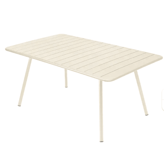 Luxembourg Table 165 x 100 cm - Custom Wood DesignsLatte beige Fermob Luxembourg metal outdoor table, 165 x 100 cm, sturdy and stylish for garden or patio use.Table Metal24575209030679AluminumChilli