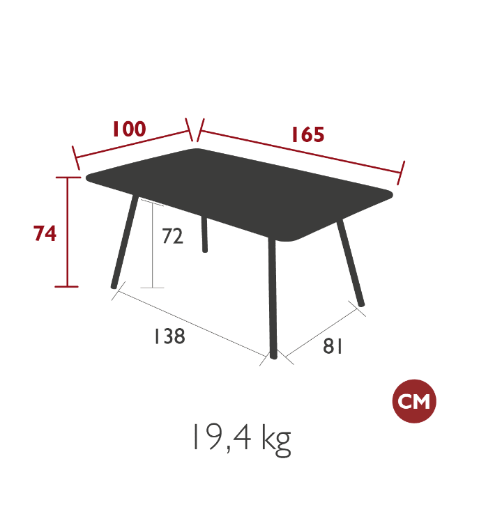 Load image into Gallery viewer, Luxembourg Table 165 x 100 cm - Custom Wood DesignsFermob Luxembourg outdoor metal table measuring 165 x 100 cm with a sleek, modern design for garden or patio use.Table Metal24575209030679AluminumChilli

