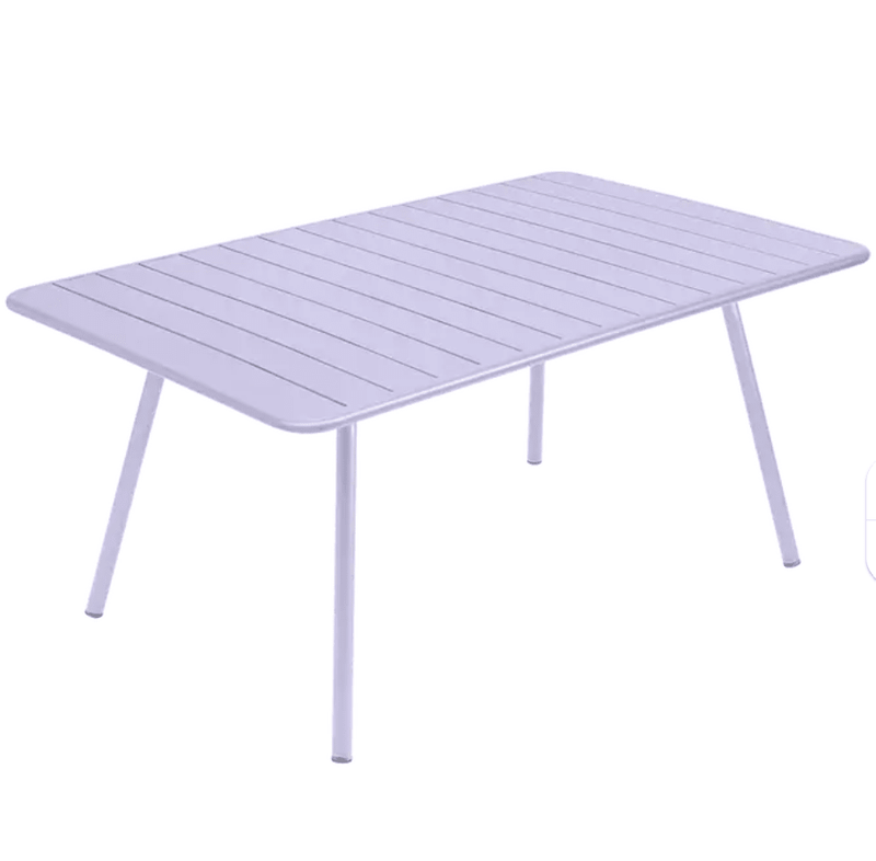 Load image into Gallery viewer, Luxembourg Table 165 x 100 cm - Custom Wood DesignsMarshmallow blue Fermob Luxembourg outdoor metal table, 165 x 100 cm, showing a sleek, modern design on a patio settingTable Metal24575207539159AluminumMarshmallow
