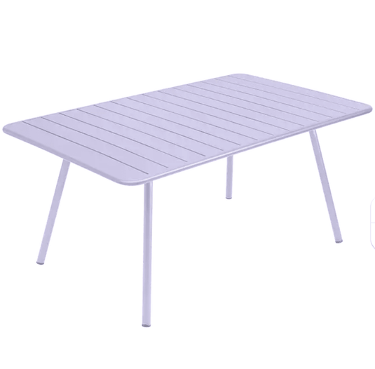 Luxembourg Table 165 x 100 cm - Custom Wood DesignsMarshmallow blue Fermob Luxembourg outdoor metal table, 165 x 100 cm, showing a sleek, modern design on a patio settingTable Metal24575207539159AluminumMarshmallow
