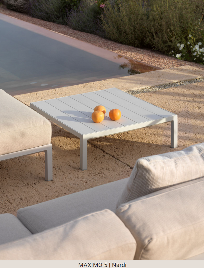 Load image into Gallery viewer, Luxury outdoor modular sofa from Custom Wood Designs, Maximo 5 system with spacious seating and stylish outdoor furniture design.
