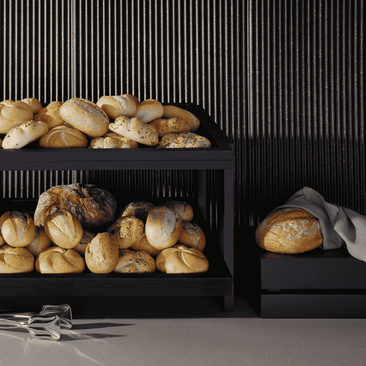 Madeira Black tray GN 1/1 530x325x40 mm - Custom Wood DesignsMadeira Black buffet tray GN 1/1 with 530x325x40 mm dimensions, made by Fine Dine, showing a sleek black serving tray.Buffet tray504956