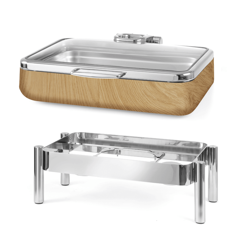 Load image into Gallery viewer, Madeira De Luxe induction chafing dish GN 1/1 with glass lid - Custom Wood DesignsFine Dine Madeira De Luxe induction chafing dish GN 1/1 with glass lid, stainless steel warmer for keeping food warm.Induction warmer473504
