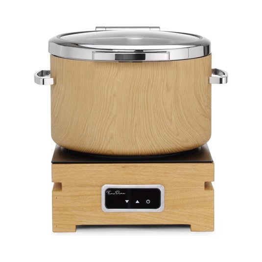 Madeira De Luxe Induction chafing dish round 11l with glass lid - Custom Wood DesignsFine Dine Madeira De Luxe 11L round induction chafing dish with glass lid, ideal for keeping food warm at eventsInduction warmer473542