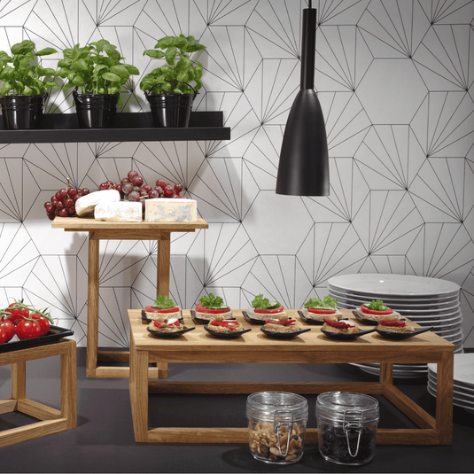 Madeira oak tray GN 1/2 - Custom Wood DesignsMadeira oak tray GN 1/2 with a natural oak board from Fine Dine, showing the smooth, rectangular surface and wood grain details.oak board505083