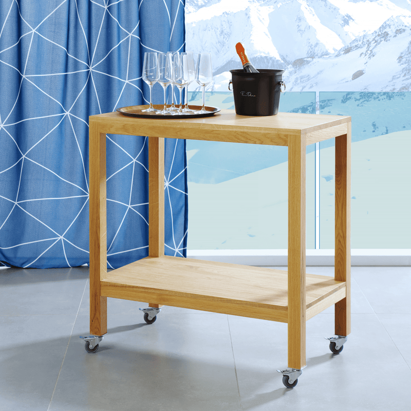 Load image into Gallery viewer, Madeira oak waiter's trolley, 820x460x(h)850 mm - Custom Wood DesignsMadeira oak waiter's trolley by Fine Dine with 820x460x850 mm dimensions, featuring multiple shelves for serving and storage.Waiter's trolley664483
