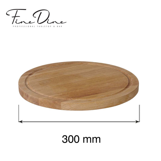 Madeira round serving board, 300mm - Custom Wood DesignsRound Madeira serving board by Fine Dine, 300mm diameter, showcasing natural wood grain and smooth finish for serving food.Serving board505786
