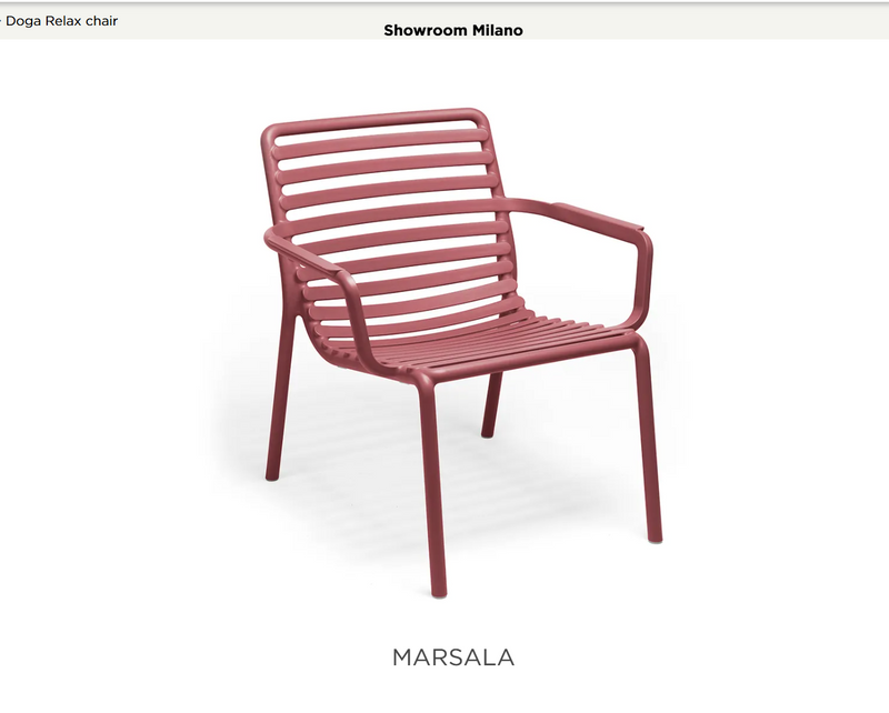 Load image into Gallery viewer, Nardi Doga Relax outdoor chair with a stylish marsala finish, featuring a comfortable design for outdoor relaxation.

