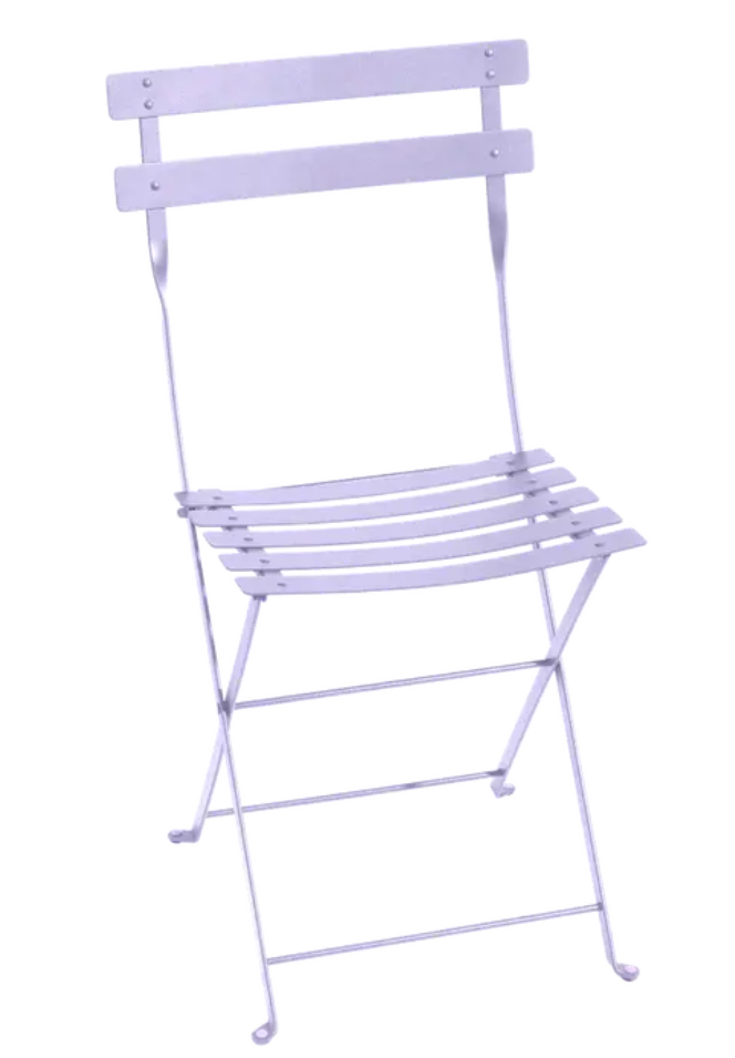 Load image into Gallery viewer, Fermob Bistro metal folding chair in marshmallow lilac purple with a classic French bistro design and curved armrests.
