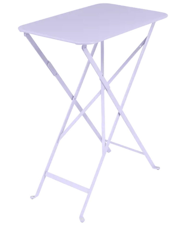 Load image into Gallery viewer, Bright purple Fermob Bistro folding table, 57x37 cm, outdoor metal cafe table with UV-resistant steel, perfect for small spaces.
