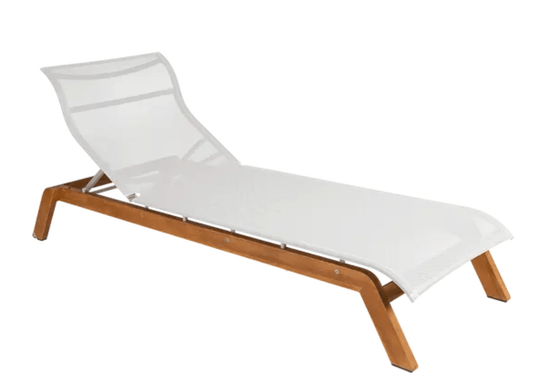 MAUI Teak Sunlounger - Custom Wood DesignsFermob MAUI teak sunlounger with white Batyline fabric and teak base, outdoor furniture for relaxing in the sunTeak Sunlounger24575193610711White Batyline