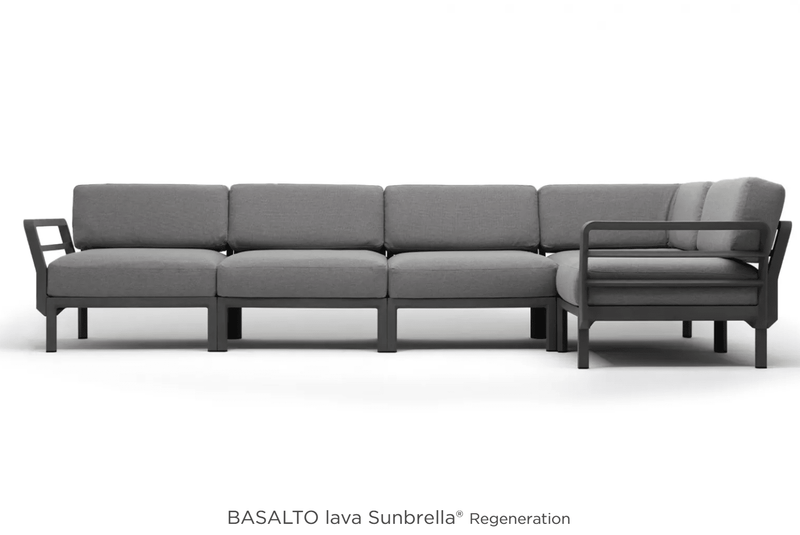 Load image into Gallery viewer, Maximo 5 Modular Outdoor Sofa Seating System - Custom Wood DesignsMaximo 5 modular outdoor sofa by Custom Wood Designs, basalt lava finish, stylish seating system for hotel terraces and outdoor spaces.Modular Sofa Outdoor24575214602743Basalto Lava
