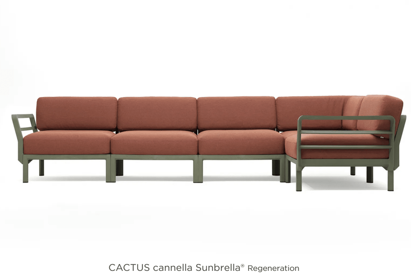 Load image into Gallery viewer, Maximo 5 Modular Outdoor Sofa Seating System - Custom Wood DesignsMaximo 5 modular outdoor sofa by Custom Wood Designs, showing cactus-colored cushions on a sleek outdoor seating system.Modular Sofa Outdoor24575213840599Cactus Canella
