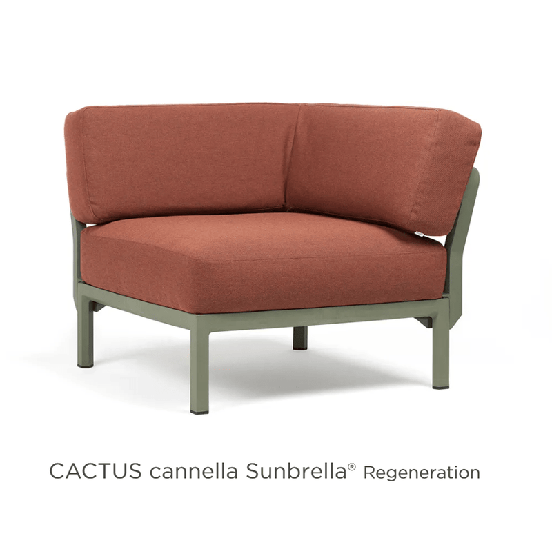 Load image into Gallery viewer, Maximo Corner Module Modula Corner Seat - Custom Wood DesignsNardi Maximo Corner Module from Modula modular sofa set with cactus green upholstery and modern corner seat design.Modular Sofa24575218481527Cactus Cannella Sunbrella
