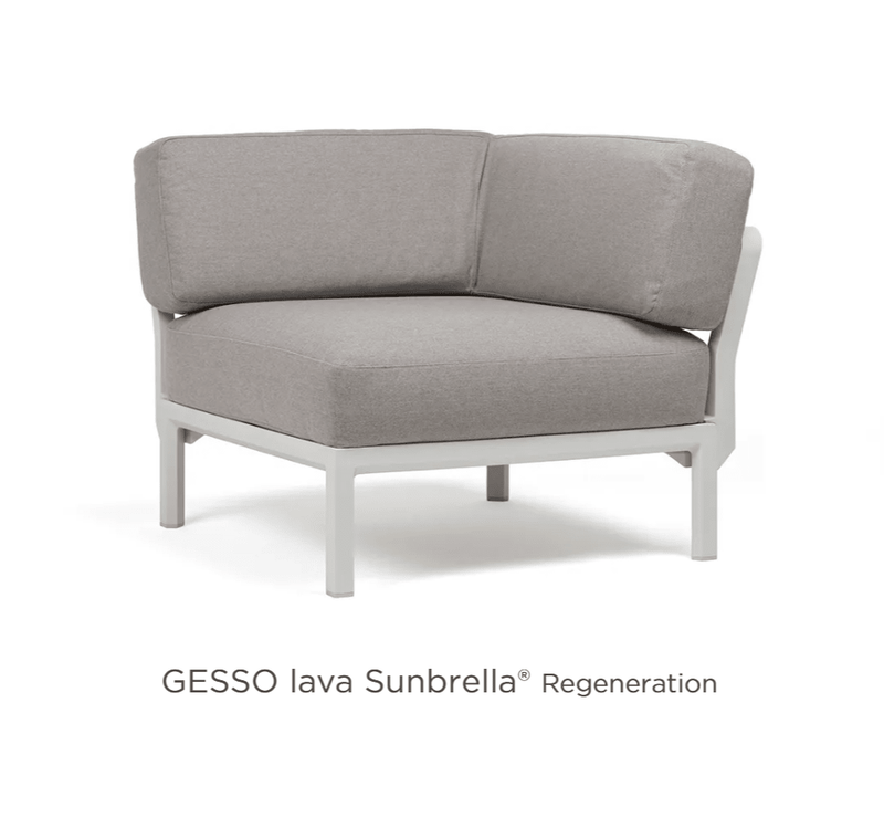 Load image into Gallery viewer, Maximo Corner Module Modula Corner Seat - Custom Wood DesignsNardi Maximo Corner Module from Modula modular sofa, gray corner seat for outdoor or hospitality use, featuring cushioned seating.Modular Sofa24575217917687Gesso Lava Sunbrella
