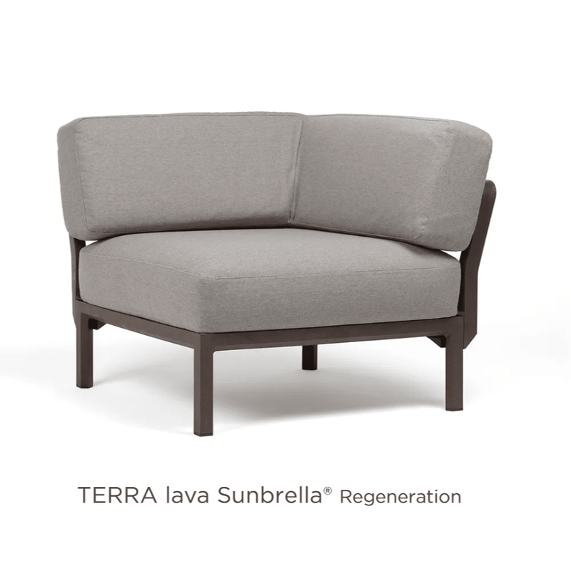Load image into Gallery viewer, Maximo Corner Module Modula Corner Seat - Custom Wood DesignsNardi Maximo Corner Module from Modula collection, outdoor modular sofa corner seat in gray fabric for hospitality outdoor spaces.Modular Sofa24575217586615Terra Lava Sunbrella
