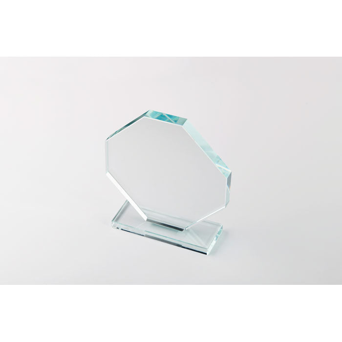 Load image into Gallery viewer, Octagon crystal award close-up of faceted glass edge
