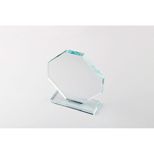 Octagon crystal award close-up of faceted glass edge