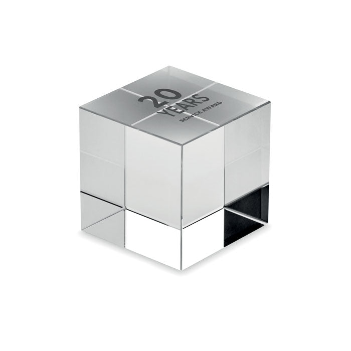 Load image into Gallery viewer, Glass cube award with logo branding example
