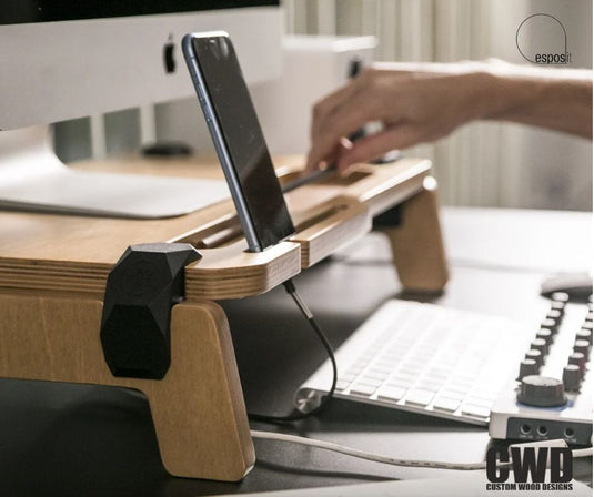 Lifty Oak Monitor Stand - Custom Wood Designs