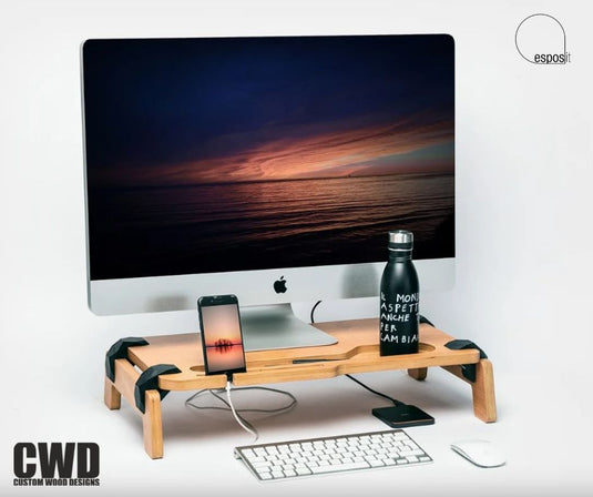 Lifty Oak Monitor Stand - Custom Wood Designs